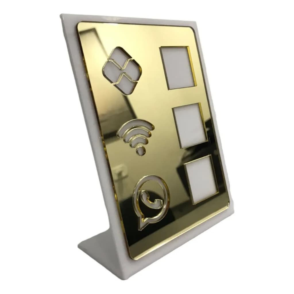 Display Plaquinha para Pagamento Pix, Wifi, WhatsApp ou Instagram Acrílico Preto ou Branco
