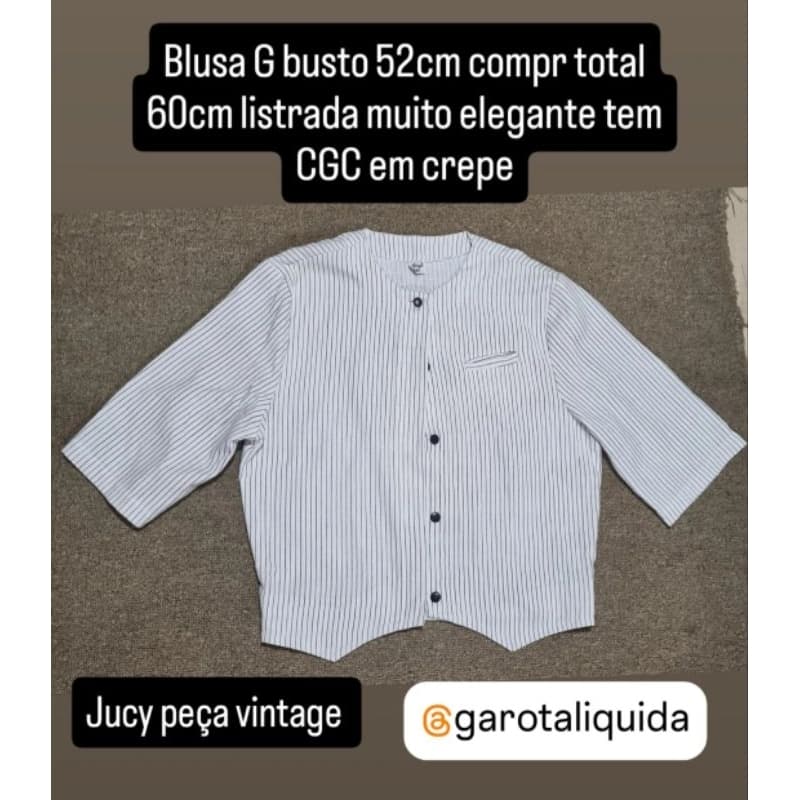 Blusa G busto 52cm compr total 60cm listrada muito elegante tem CGC em crepe