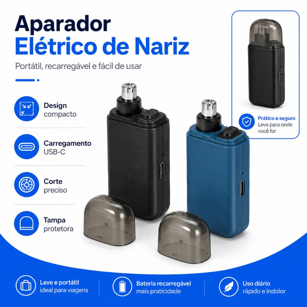 Aparador De Cabelo De Nariz Portátil Mini Facial Elétrico Recarregável Carregador Carregamento USB