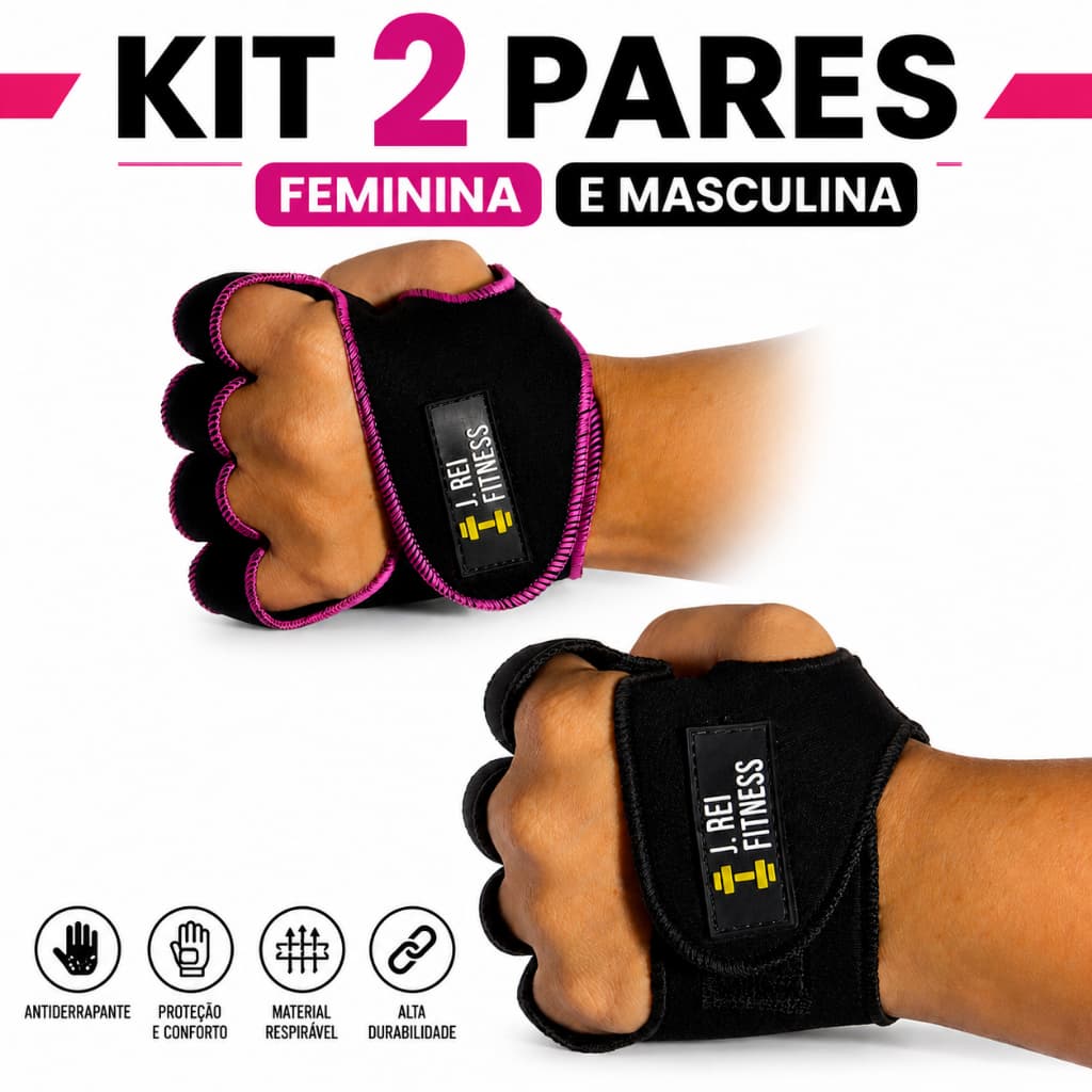 Kit 2 Pares de Luvas Para Academia Meio Dedo Unissex Luva Para Levantamento de Peso Musculação Antiderrapante P M G GG