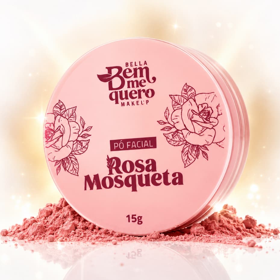 Pó Facial Compacto Rosa Mosqueta Bem Me Quero Matte Alta Cobertura Controle da Oleosidade Longa Duração