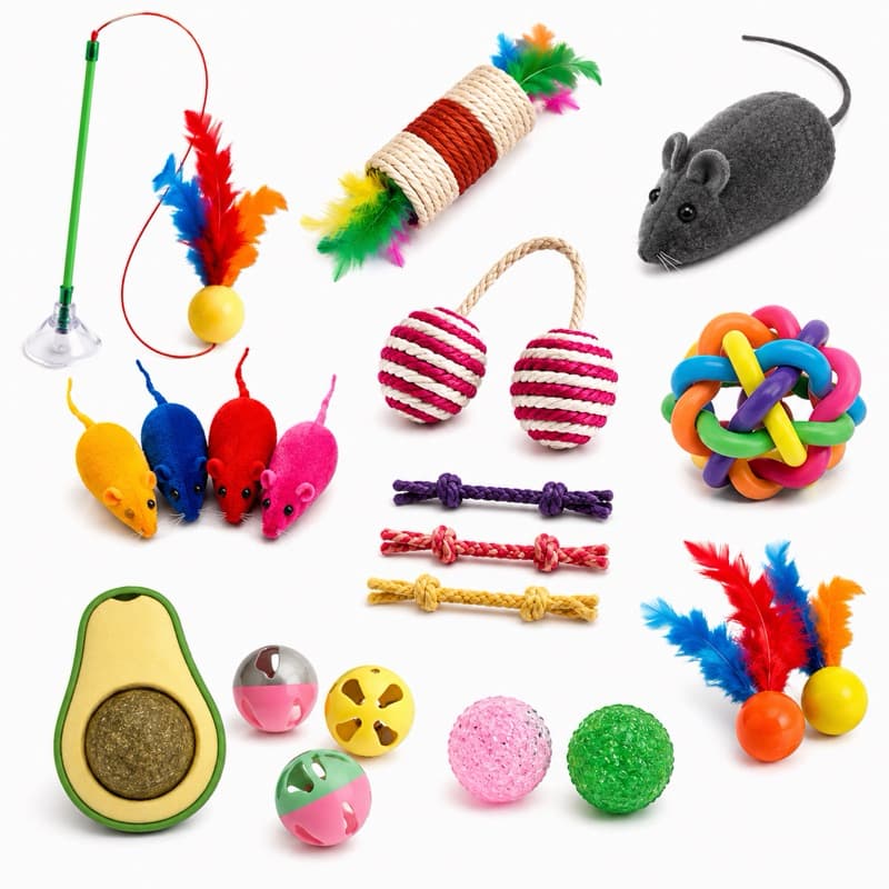 Kit de Brinquedos para Gatos Interativos com Catnip, Ratinho, Bolinhas, Varinha e Mordedor | Envio Aleatório