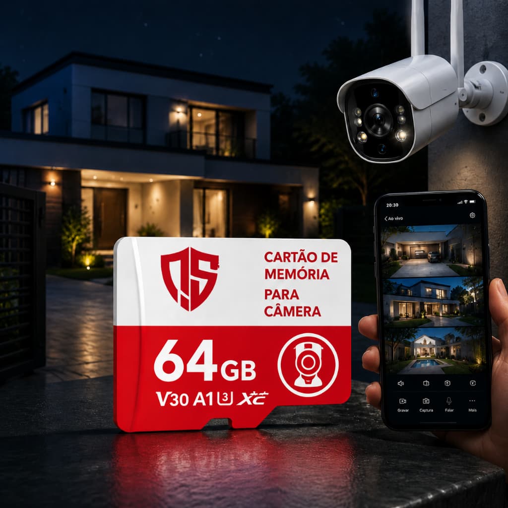 Cartão de Memória Micro SD 64GB Para Câmera, Celular, Música