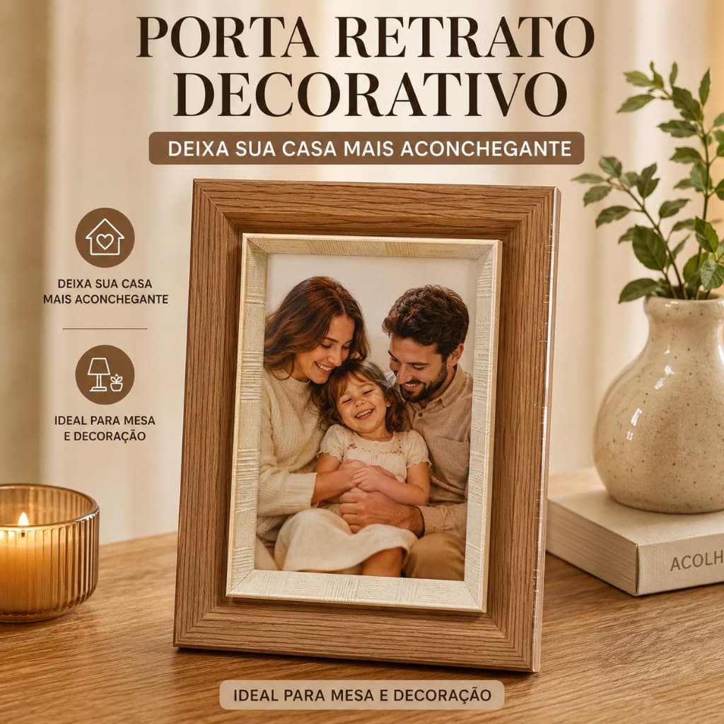 Porta Retrato Moldura para Foto Porta Retrato 10x15 de Mesa Decorativo para Sala e Quarto