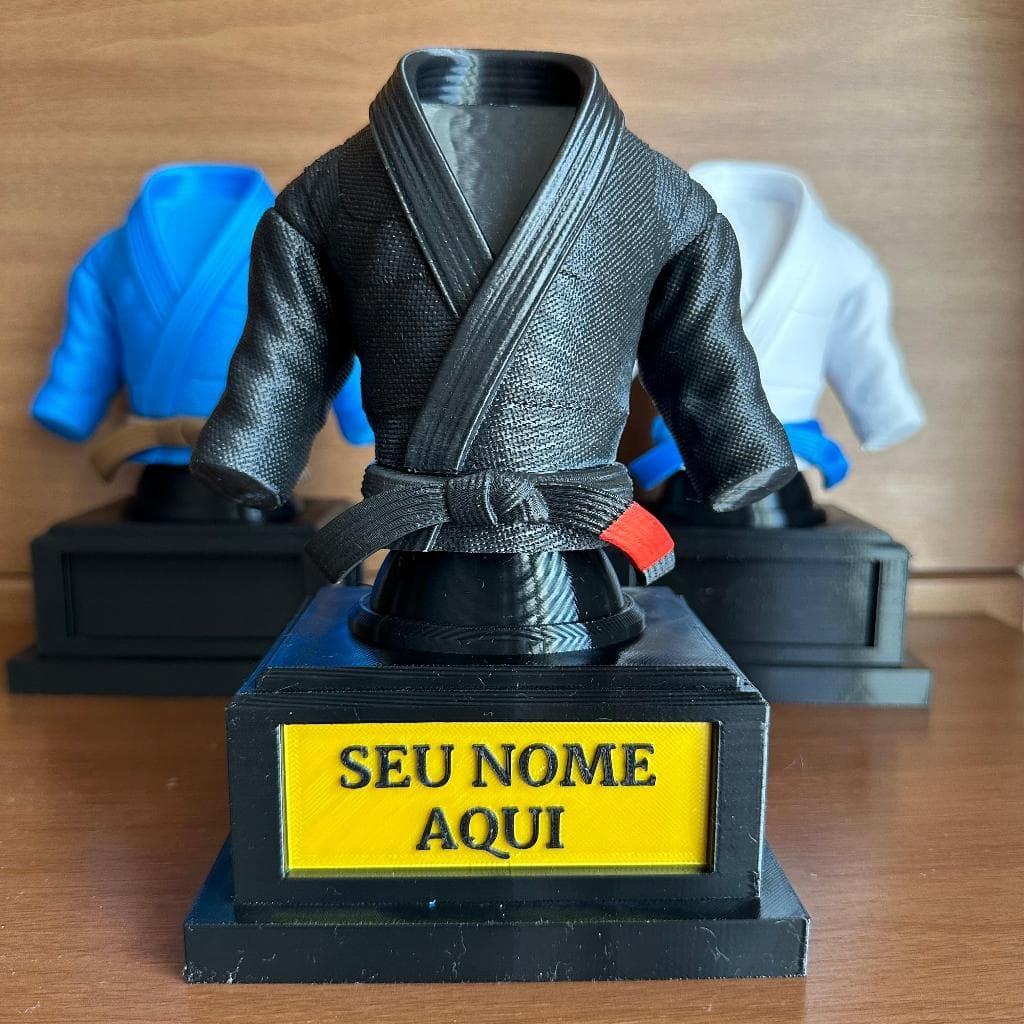 Troféu kimono 16 cm personalizável jiu-jitsu judô karatê decoração brinde graduação premiação lembrancinha