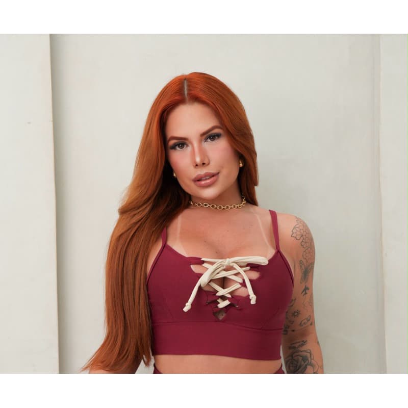 Top Com Tranças no decote Moda Fitness Gringa Gym Tiktok