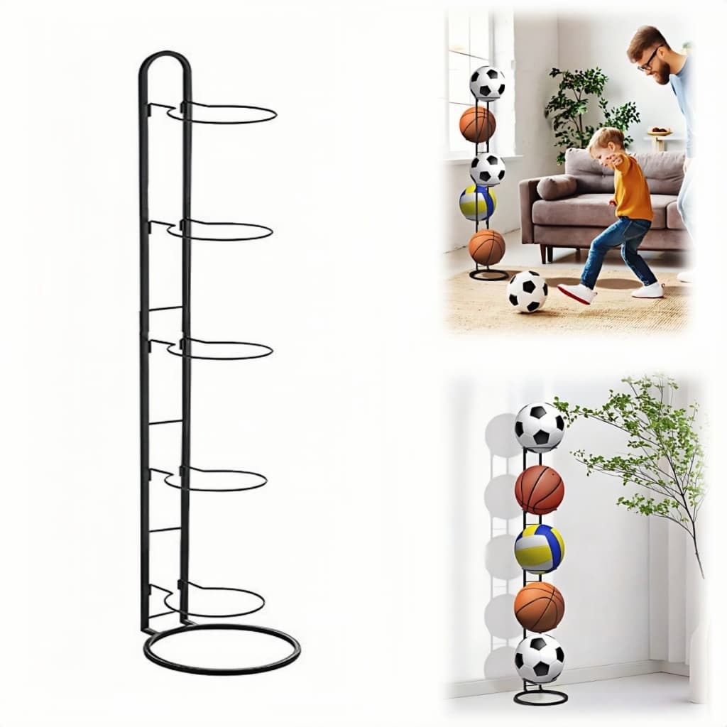 Suporte Vertical 5 Andares Organizador de Bolas Futebol Basquete Vôlei e Rugb