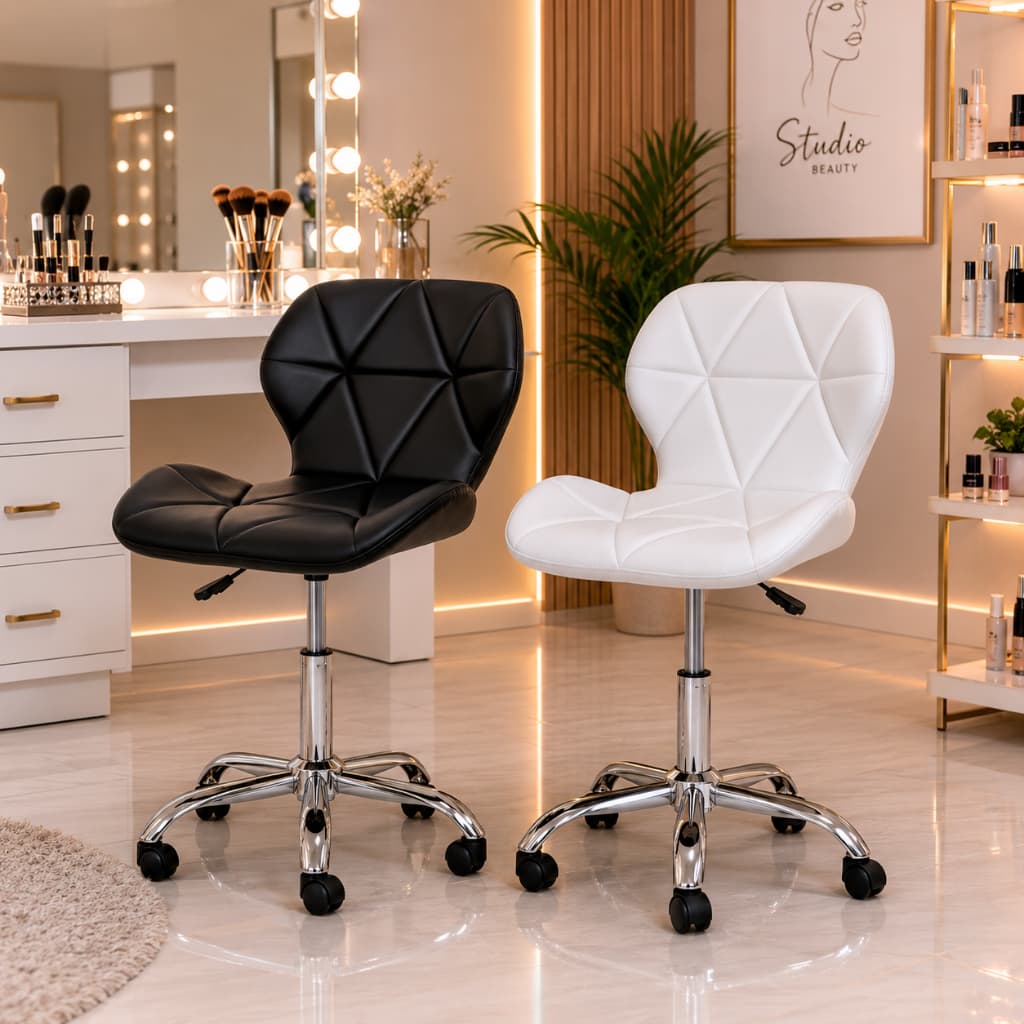 Kit 2 Cadeiras Office Eiffel Slim com estofado em PU para Studio de beleza