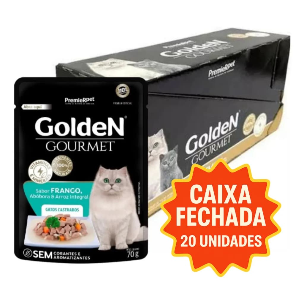 Kit 20 Sachês Golden Gatos Castrados Frango 70g OFERTA PROMOCIONAL