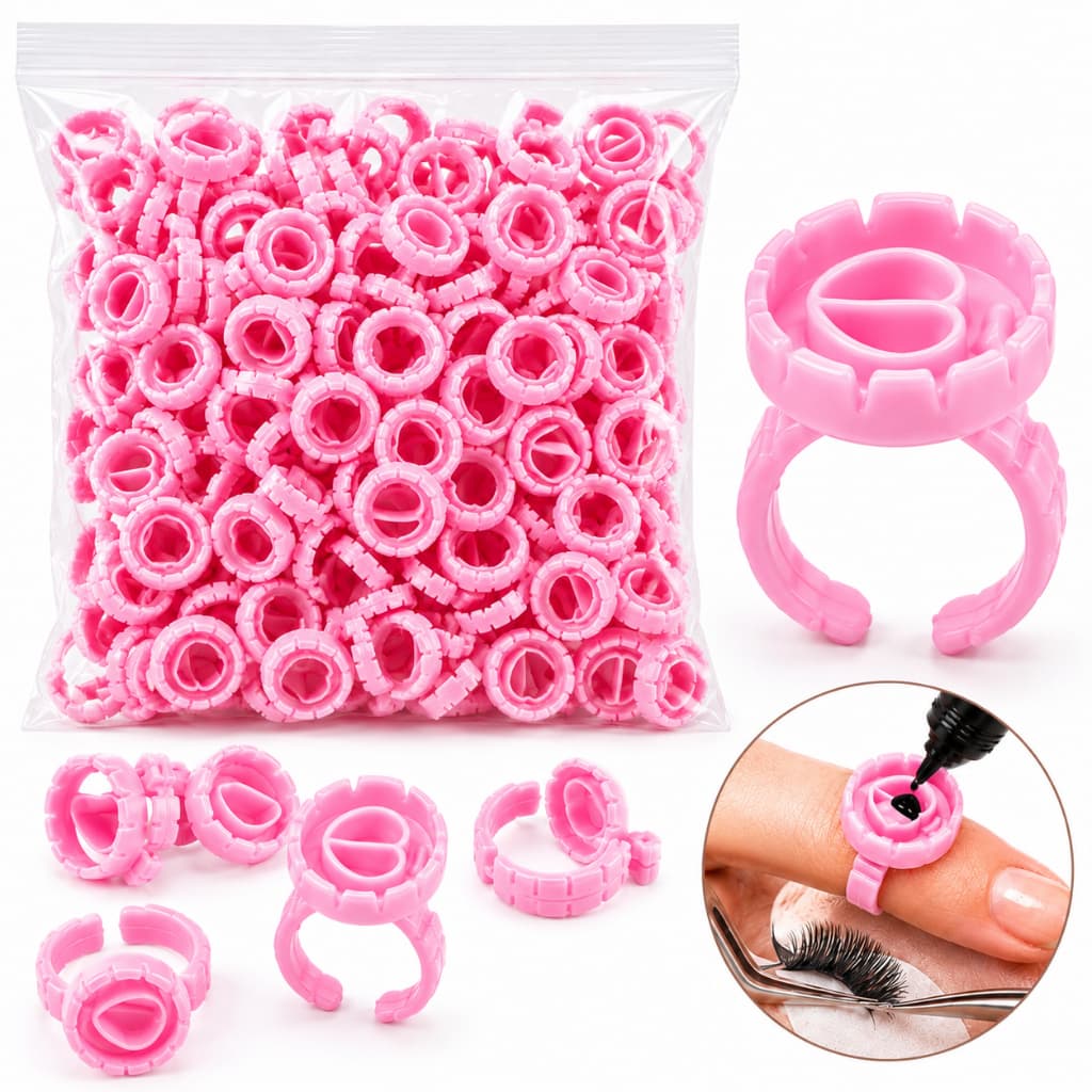 Kit 100/300 Anéis Porta Cola Batoque Descartável para Cílios Micropigmentação Henna