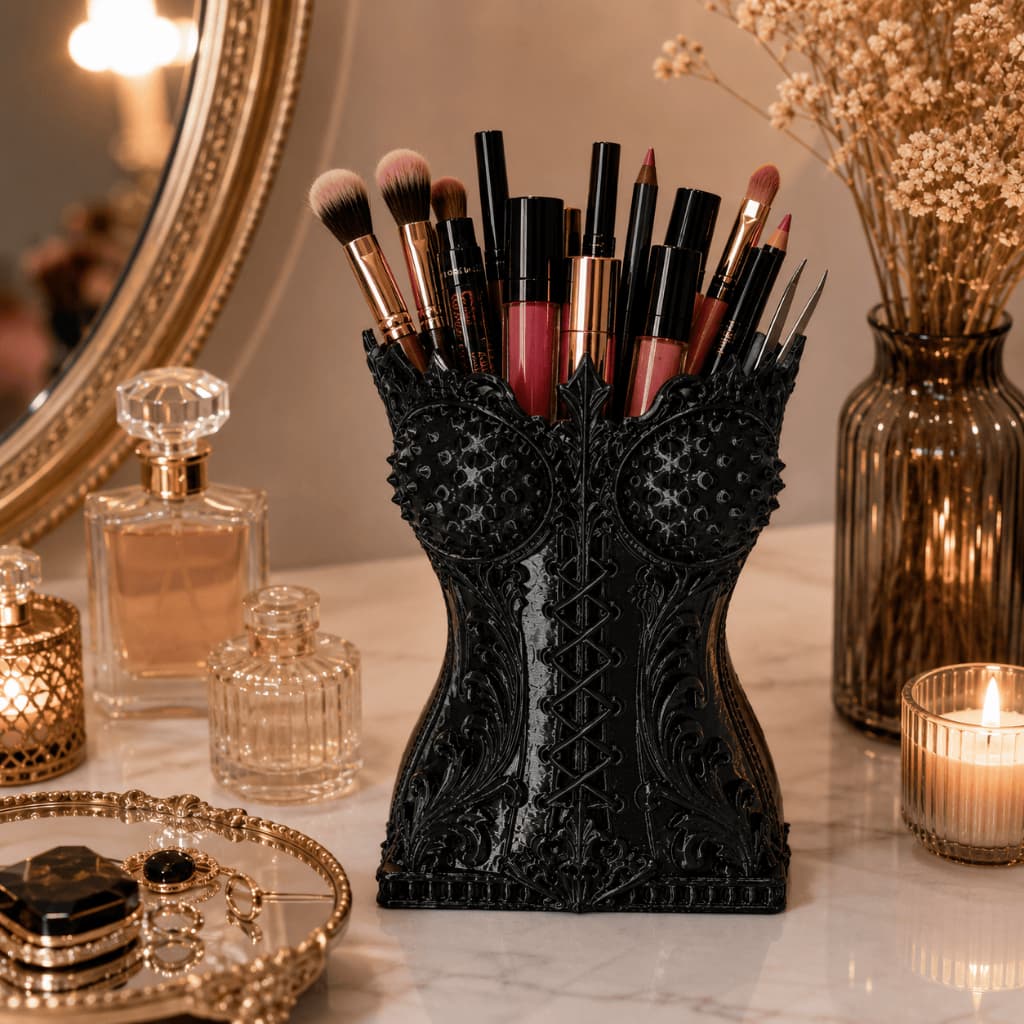 Organizador Porta Pincéis de Maquiagem Decorativo Premium Gótico