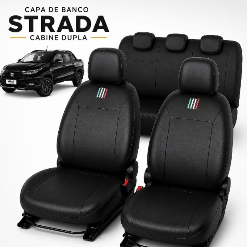 Capa Banco Fiat Strada Cabine Dupla 2021 a 2025 Couro Ecológico Sob Medida