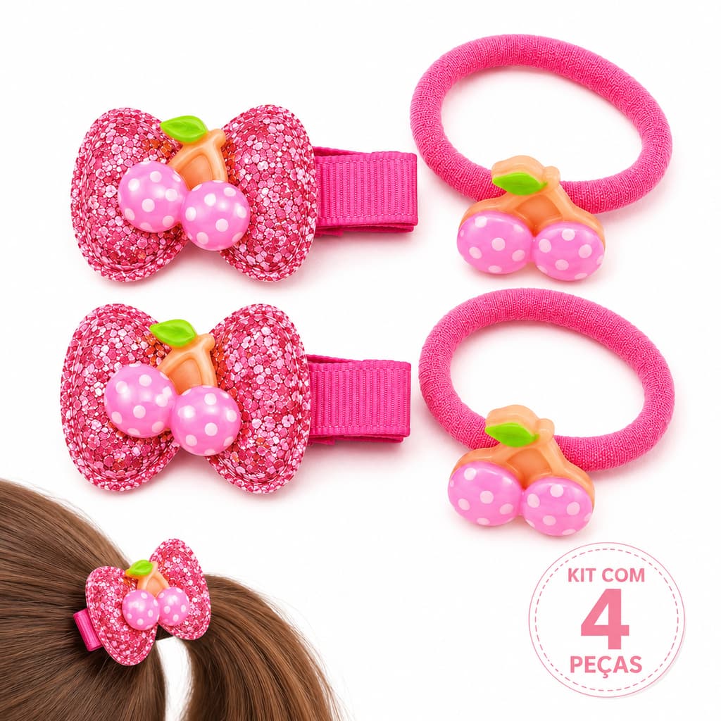 Kit Laço Infantil Bebê Menina Presilha E Xuxinha 4 Peças