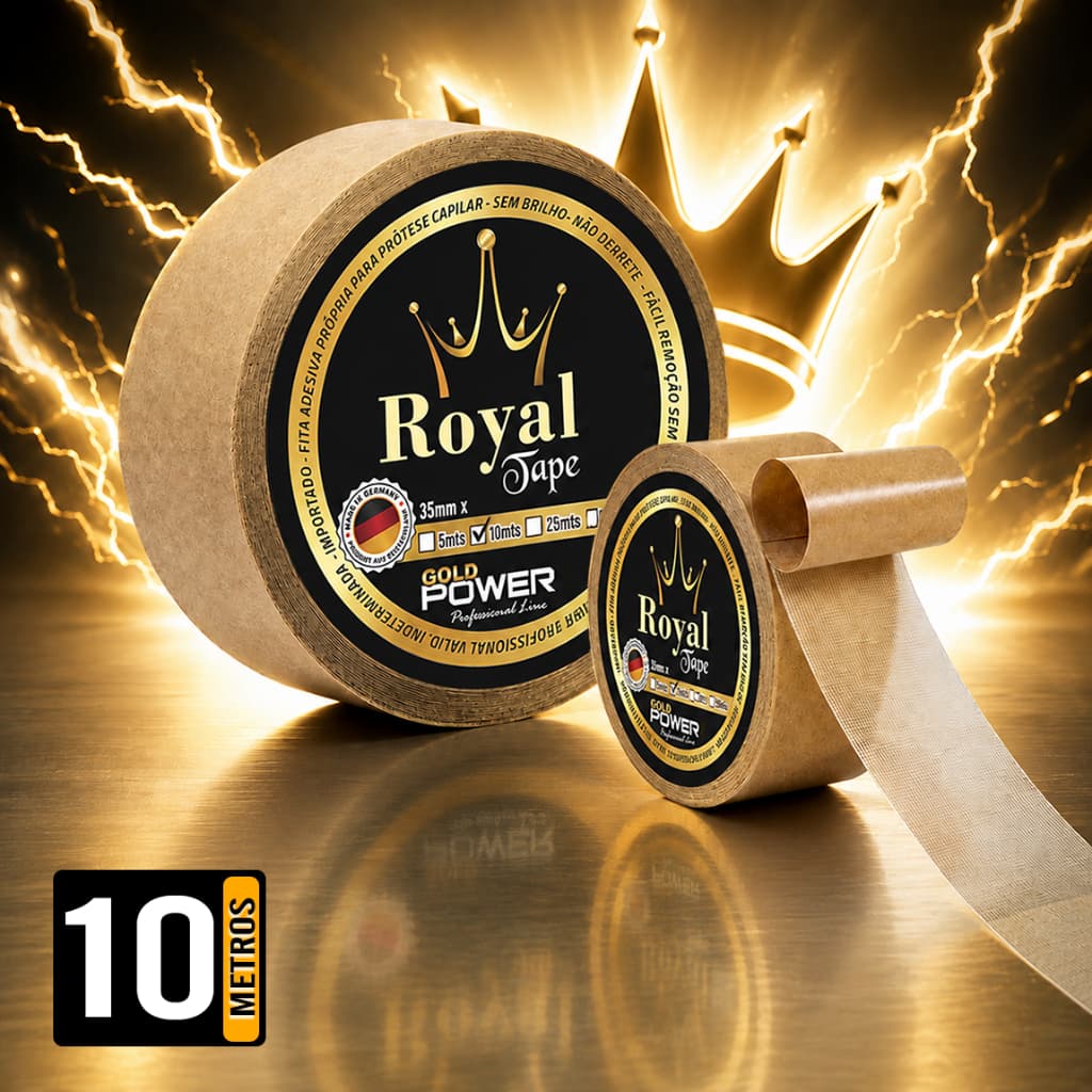 Fita Royal Tape Protese Capilar G Power 10m Original Peruca Profissional Adesiva 35mm Larga Nao Mela Calvicie Cola Forte
