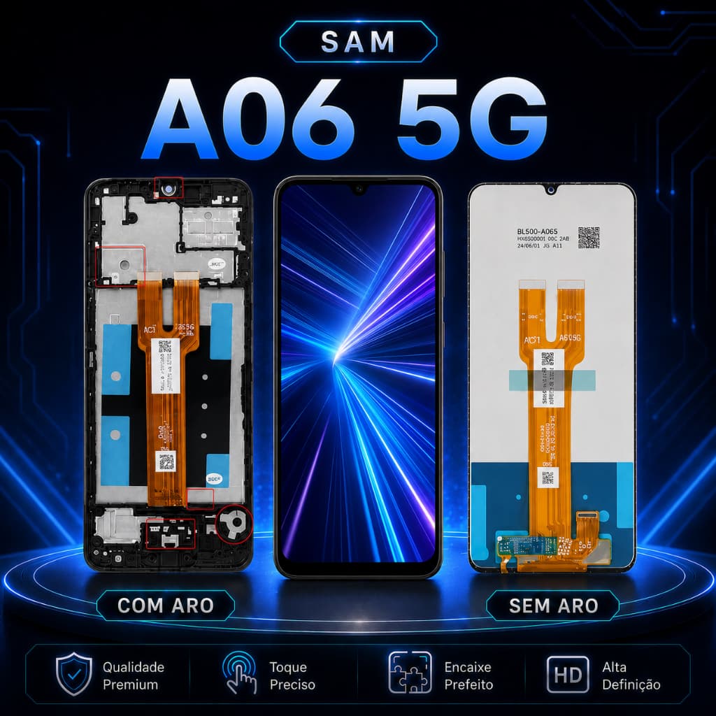 Display Tela Frontal Galaxy A06 5G, Touch Preciso, Alta Definição, Versão Com e Sem Aro