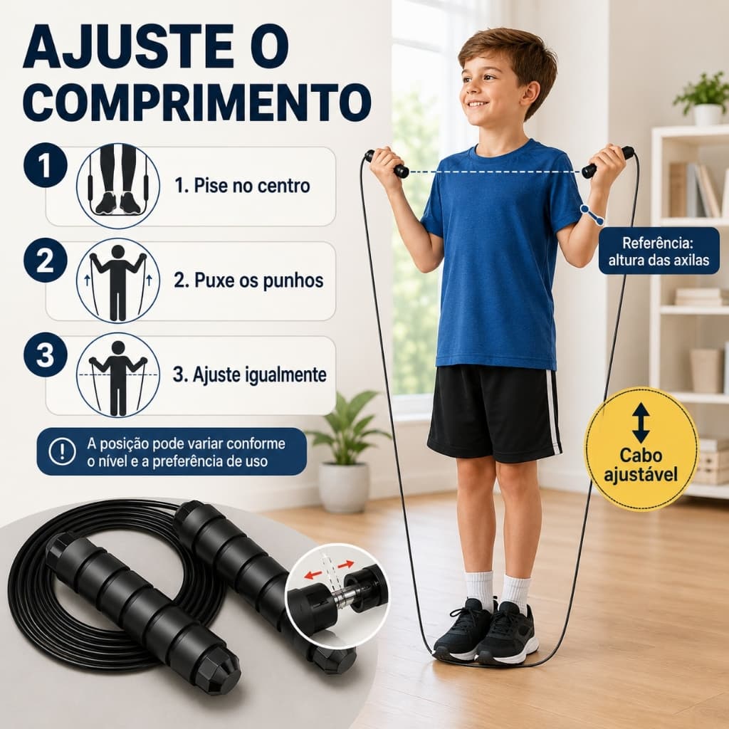 Corda de Pular de Velocidade 3m Cabo de Aço Ajustável com Rolamento 360° para Academia e Treino Funcional