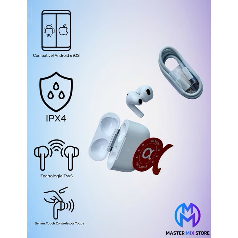 Fone de ouvido sem fio FN-BT10 - Bluetooth v5.4 - A’Gold - Branco - Bateria até 6h de reprodução - Intra-auricular
