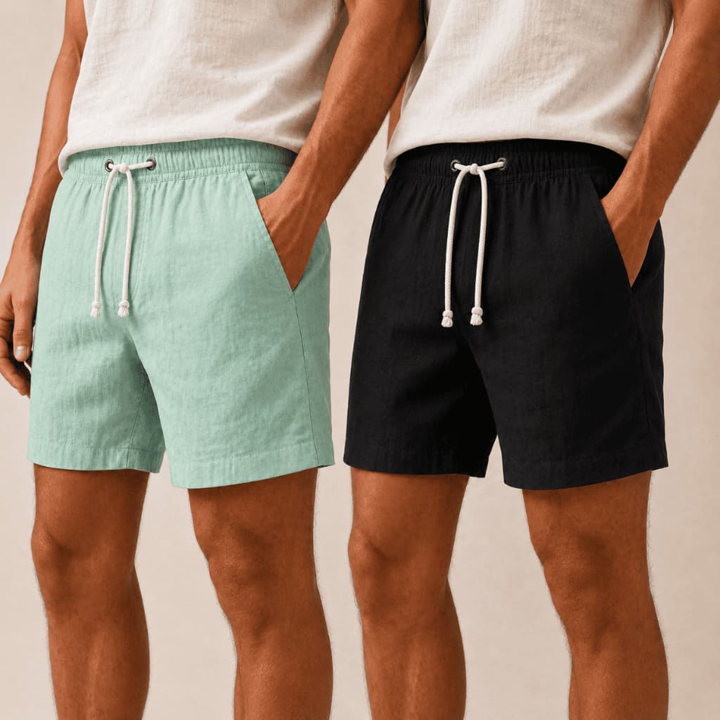 Kit 2 Short Masculino Linho Bermuda Mauricinho Homem Leve Verão Praia