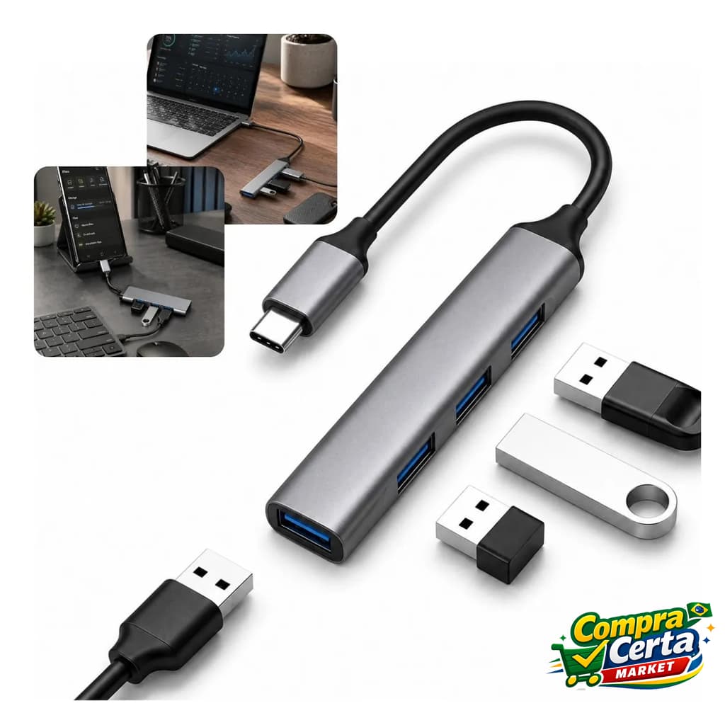 Hub Mobilador Usb-C 4 portas - Premium