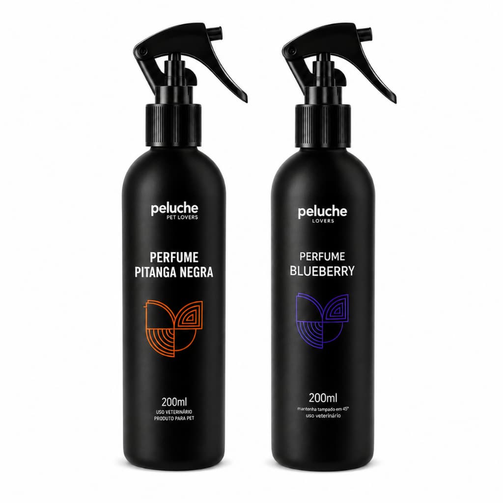 Kit Perfume Pet Peluche Blueberry + Pitanga Negra 200ml Cães Gatos Cheiro Duradouro Premium