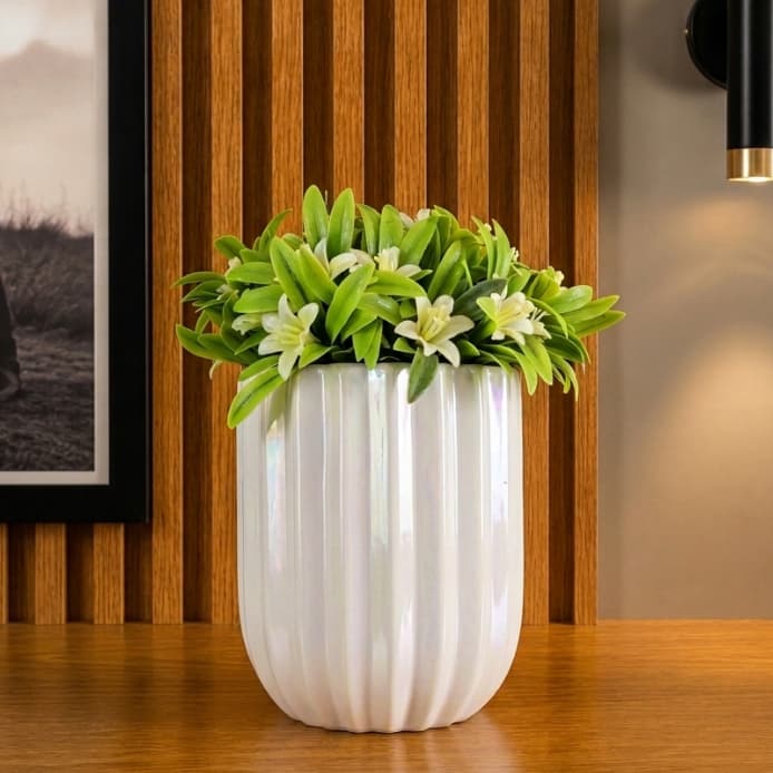 Arranjo de Plantas Artificiais  Decorativas com Vaso de Cerâmica Decoração para sala