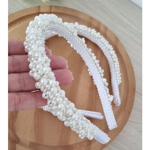 Arco de Pérolas | Tiara Feminina Luxo | Tiara Adulto, infantil | Arco Bordado com Pérolas