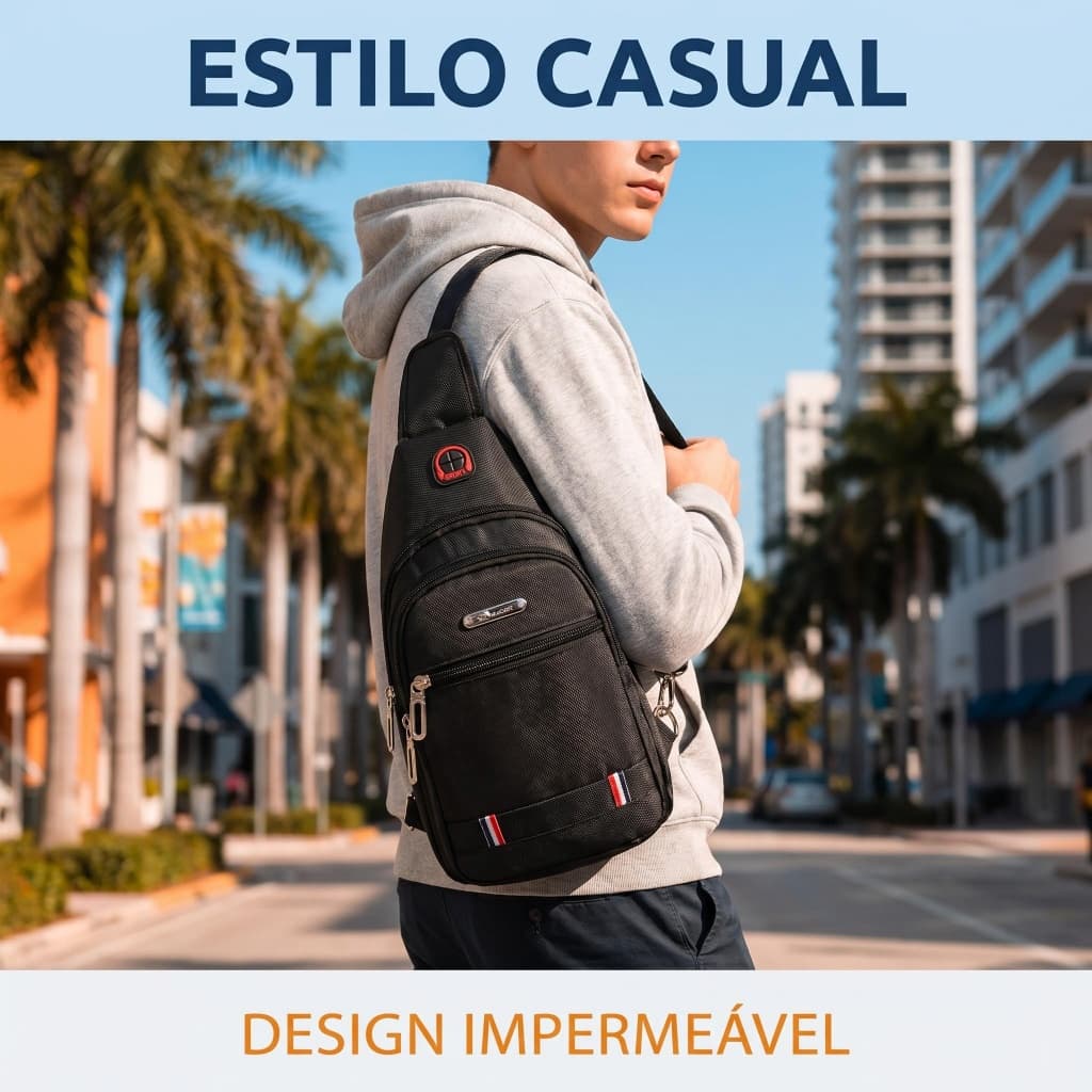 Bolsa Transversal Impermeável Multiuso para Homens