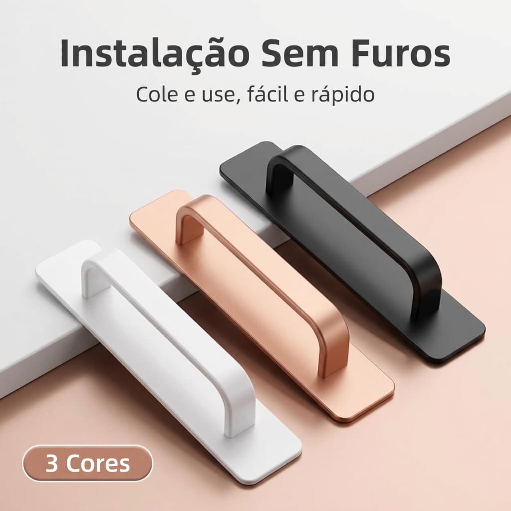Maçaneta NAESV Autoadesiva Botão Push-Pull para Armários, Portas e Gavetas