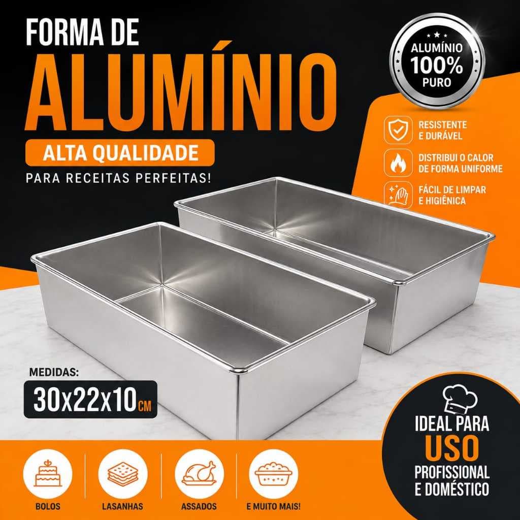 Forma 30x22x10 Assadeira Retangular Bolos Forma Fundo Fixa Alta de Alumínio Resistente