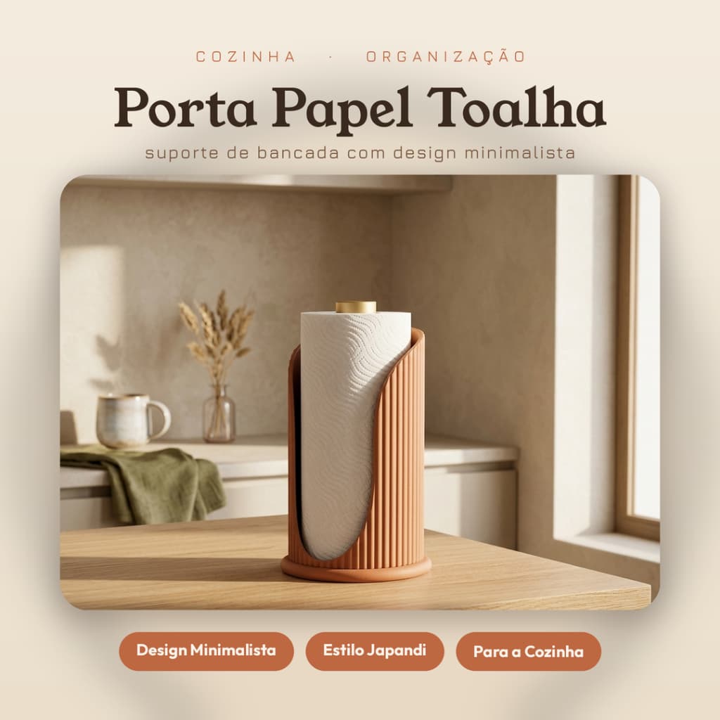 Porta Papel Toalha Para Mesa Bancada - Design Elegante, Minimalista, Estilo Japandi