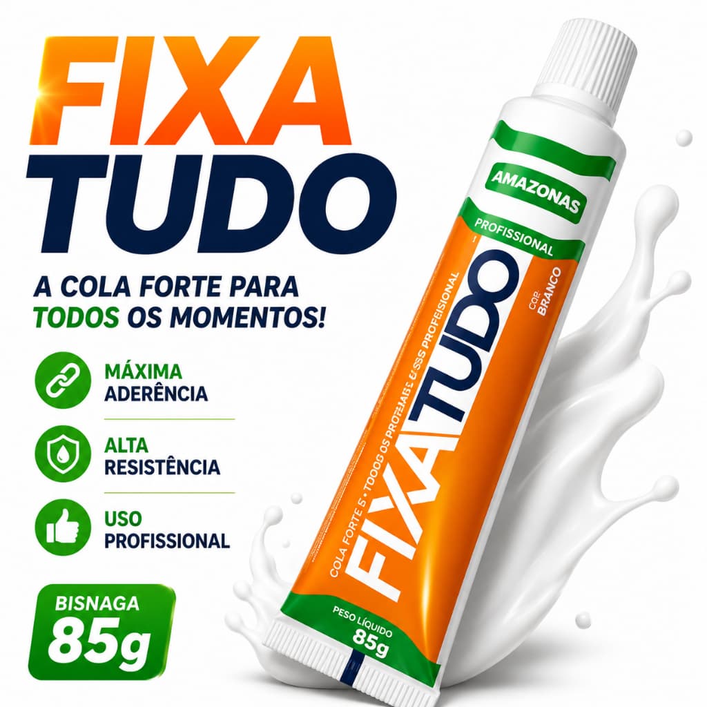 Fixa Tudo Amazonas - Bisnaga 85g Cola Metal Plastico Louça Madeira Vidro Pedras