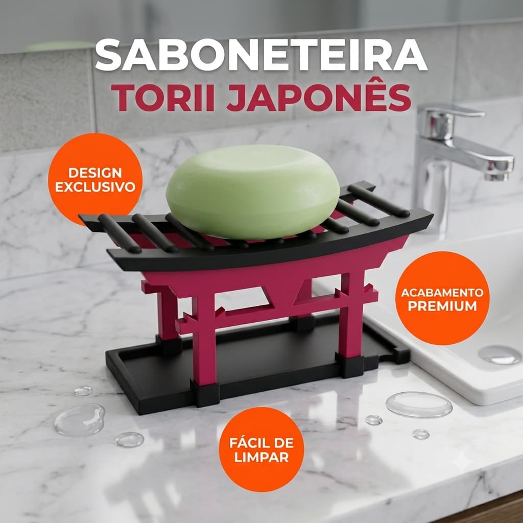 Saboneteira Portal Torii Japones Porta Sabonete Barra Elegante Decoração Oriental Suporte Banheiro