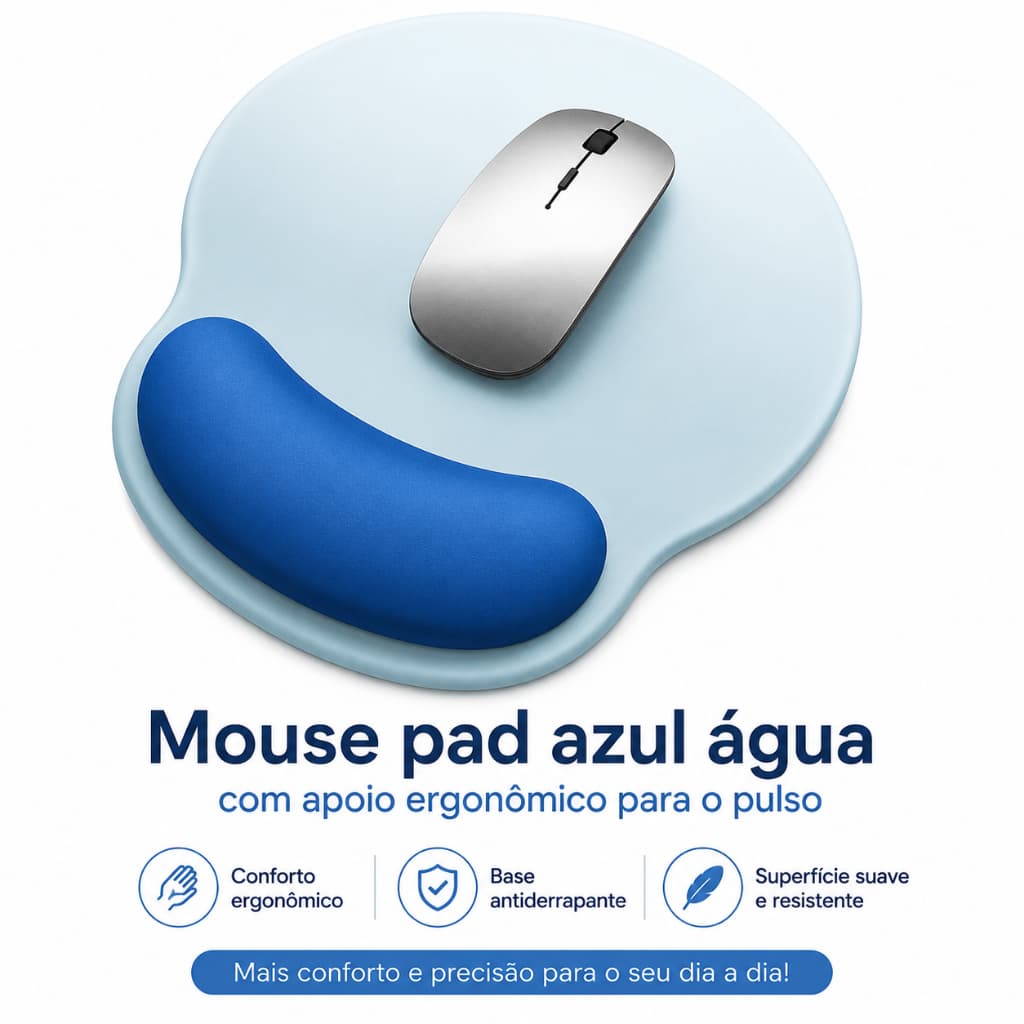 Mouse Pad Azul Gradiente Silicone Ergonômico Antiderrapante