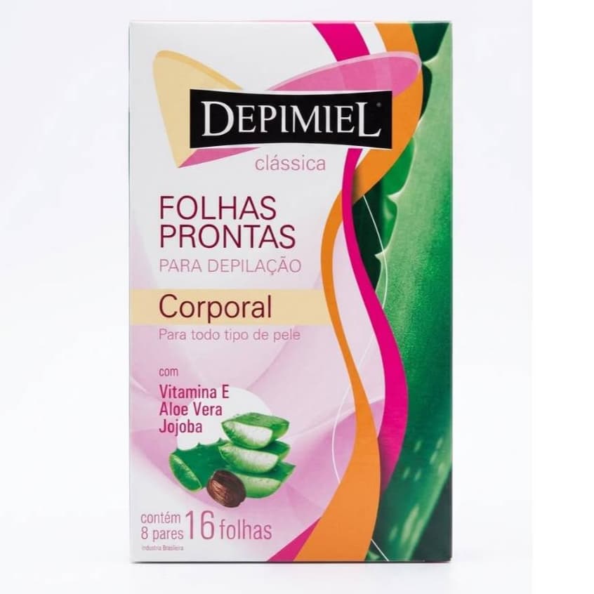 Folhas Depilatórias Corporal com Aloe Vera e Vitamina 16 folhas - Depimiel