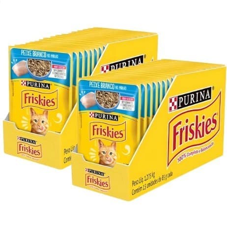 Ração Úmida Para Gatos Adultos Sabor Peixe Branco Ao Molho Friskies - 30 Sachês de 85g