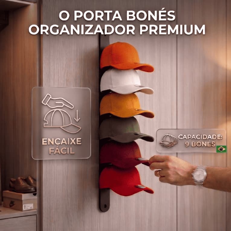 Suporte para Bonés de Parede | Organizador Premium para Coleção de Bonés sem amassar