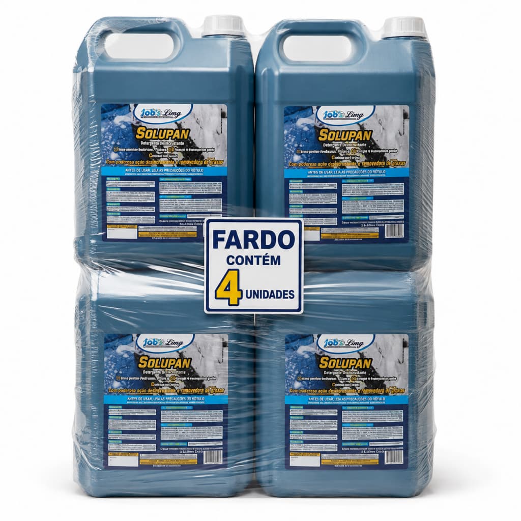 Fardo Solupan Desengraxante e Desincrustante 4x5L | Kit com 4 Galões de 5 Litros | Limpeza Automotiva e Industrial