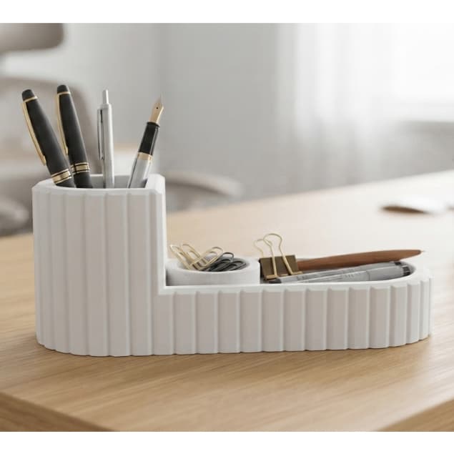 Organizador de Mesa Ripado Porta Canetas para Escritório, Recepção e Home Office