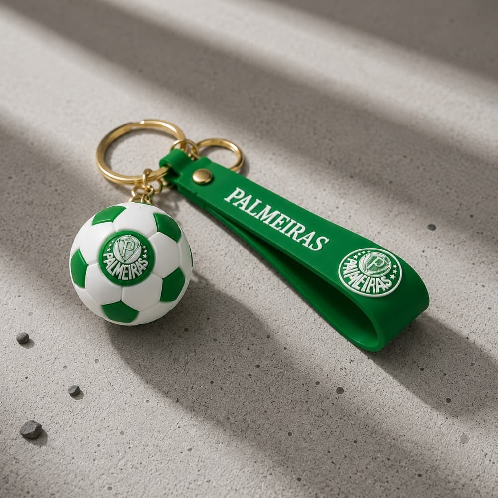 Chaveiro Palmeiras Bola de Futebol para Chaves 3D Emborrachado Mochila Bolsa Times Brasileiros