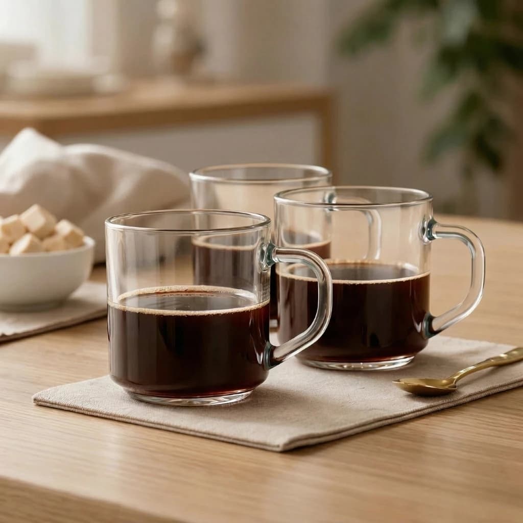 Conjunto Canecas Vidro 250ml Transparente Moderno Resistente Cafe Cha Capuccino Uso Diario Cozinha