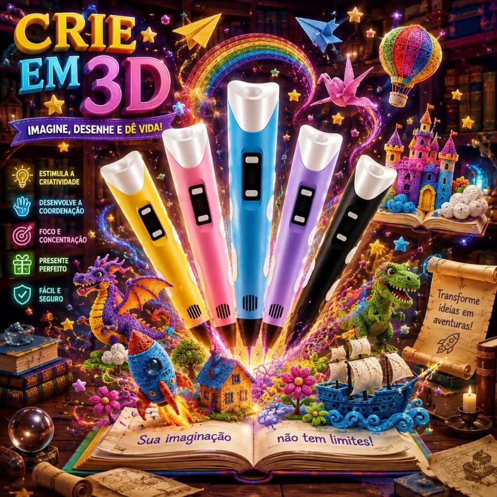 Caneta 3D Impressora 3D Infantil PLA Display LCD Temperatura Ajustável Brinquedo Educativo DIY Presente Criativo