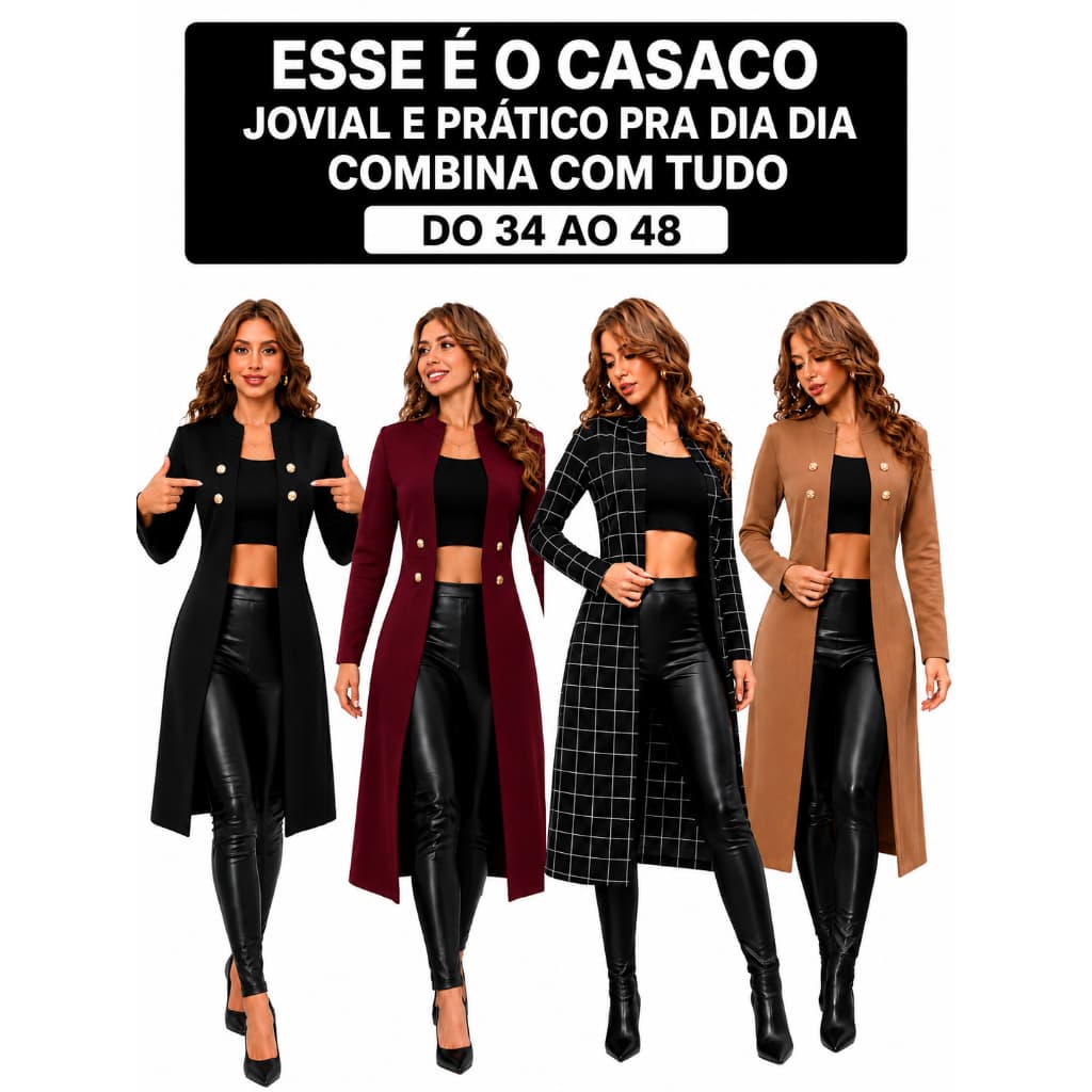 CASACO FEMININO CARDIGÃ LONGO CASAQUINHO ESTILO SOBRETUDO MODA EVANGÉLICA BLUSÃO COMPRIDO JAQUETÃO ABERTO BOLERO LONGO