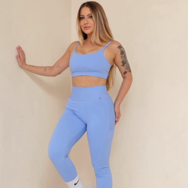 Conjunto Fitness Feminino | Top + Calça Legging com Bolso Lateral | Cintura Alta| Zero Transparência | Poliamida Premium