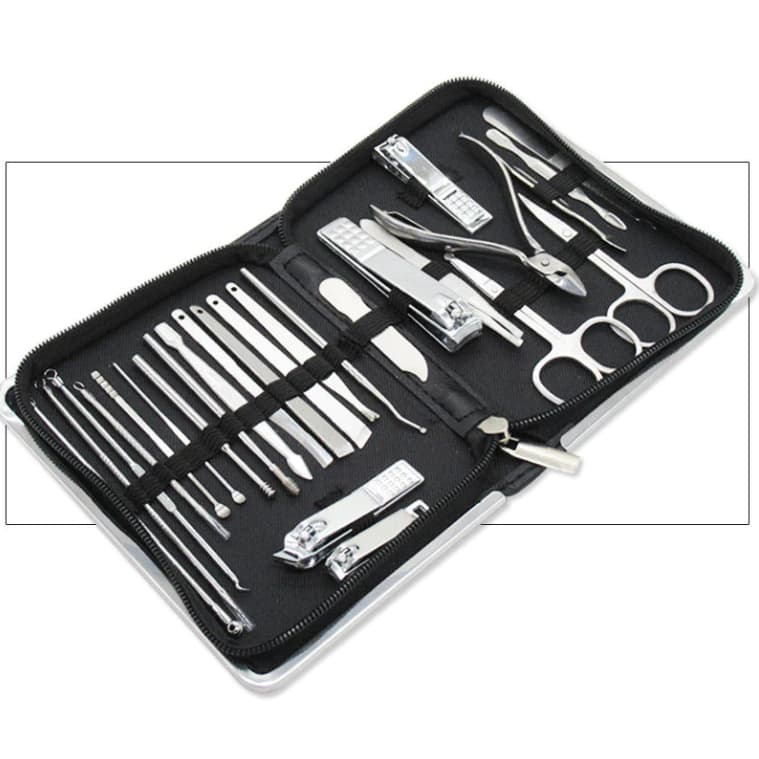 Kit Manicure e Pedicure 26 Peças Aço Inoxidável, Alicate, Tesoura, Pinça de Sobrancelha com Estojo Portátil Preto