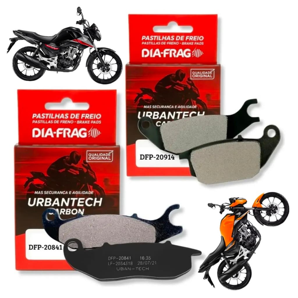 Kit Par Pastilhas freio Diafrag Cg Titan 160 2025 2026 em diante abs Dianteira e Traseira