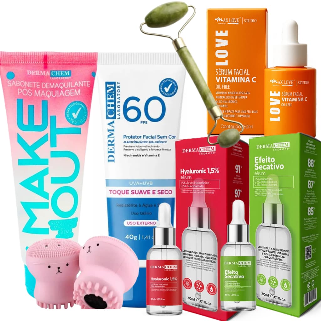 KIT SKIN CARE ANTIOLEOSIDADE E ÁCIDO SALICÍLICO ÁCIDO HIALURONICO DERMACHEM 30ml