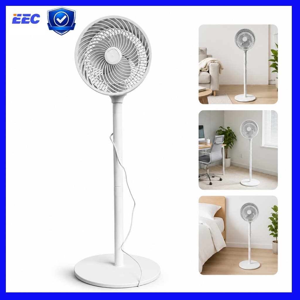 Ventilador Circulador de Ar de Pé Altura Ajustável Oscilante Silencioso Ventilador Pedestal para Casa Quarto Escritório