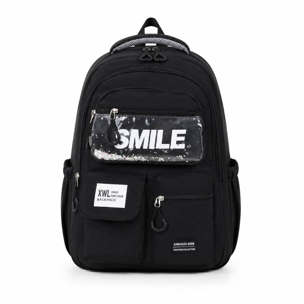 Mochila Escolar Juvenil Grande Capacidade Estilo Casual Com Bolso Transparente Para Escola Faculdade E Dia a Dia