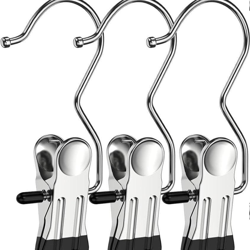Grampos para Roupas com Gancho Aço Inoxidável Multifuncional Prendedor para Calças Saias Meias Pacote com 5 Unidades