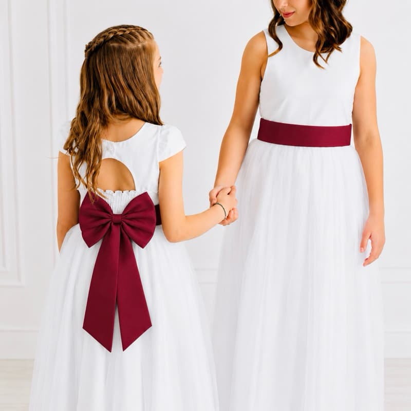 Faixa e Laço para Dama de Honra Marsala Vinho Acessorio Infantil para vestido REF4196